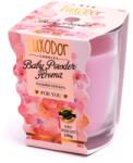 Luxodor Lumânare parfumată Baby Powder, în pahar de sticlă, ceară roz, Luxodor Candles, 100 g