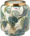 Koopman Vază decorativă metalică Koopman cu frunze tropicale, verde-auriu, H15.5 cm