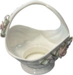 Global Store Bomboniera din ceramică crem cu toartă și decor floral în relief, 32 cm, Global Store Breeze Castron