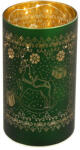 Andrea Fontebasso Lumânare decorativă LED cilindrică, sticlă verde, Andrea Fontebasso, H16 cm, decor auriu de Crăciun