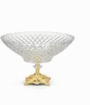 Efegil Fructieră din sticlă transparentă cu picior auriu 29x29x18 cm, Efegil Luxury Castron