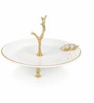 Efegil Fructieră din porțelan alb cu ornament auriu, 19x19x15 cm, Efegil LUXURY Castron