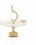 Efegil Fructieră din porțelan alb-auriu cu picior 19 cm, Efegil LUXURY Castron