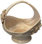 Global Store Bombonieră din ceramică crem cu picior și toartă, 34 cm, Global Store Breeze Castron