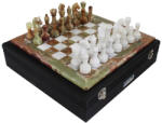 Italfama Set șah din onix și marmură Italfama, sculptat manual, tablă 40x40 cm