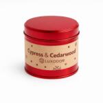 Luxodor Candles Lumânare parfumată chiparos și lemn de cedru, în cutie metalică roșie, Luxodor Candles