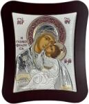 Slevori Icoană argint, Maica Domnului cu Pruncul, 18.6x15.8 cm, argintiu-auriu cu ramă bordo