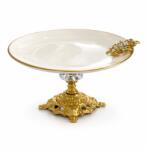 Efegil Fructieră din porțelan alb-auriu cu picior, 13 cm, Efegil Luxury Castron