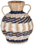 Bizzotto Vază decorativă din fibre naturale Bizzotto Namibia Basso, alb-albastru-bej, Ø22 cm