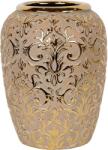Eurolamp Vaza ceramica Eurolamp crem cu model damasc auriu in relief, 31.5 cm