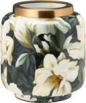 Koopman Vază decorativă metalică cu imprimeu floral Koopman, verde-auriu, H15.5 cm