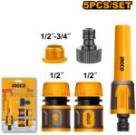 INGCO Accesorii furtun stropit 1/2" cu adaptor 3/4", set 5 piese, INGCO HHCS05122 (HHCS05122)