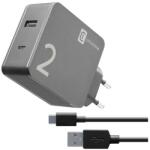 Cellularline Încărcător de rețea CELLULARLINE cu priză USB+Type-C, încărcător rapid de 48 W + cablu Type-C, NEGRU (ACHUSB2KITHOME48WK)