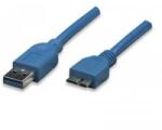 TECHLY USB 3.0 Csatlakozókábel [1x USB 3.0 dugó, A típus - 1x USB 3.0 dugó, mikro B típus] 0.50 m Kék Aranyozatt érintkező (ICOC-MUSB3-A-005)