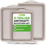 NutriChef Set de 3 Tavi de Copt NutriChef din Karbonstahl cu Manere din Silicon, Alb (57243640)