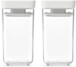 Brabantia tárolóedény készlet. 2db-os. 2x0.15L. egymásra rakható. légmentes záródás. szögletes. világosszürke. átlátszó műanyag tartály - 230585 (230585)
