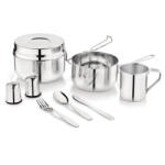 Kinghoff Set de tacamuri si vase pentru camping Kinghoff KH 2060, 9 piese, Otel inoxidabil, Argintiu (KH 2060) Tacam