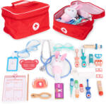 ECOTOYS Játék orvosi szett, ECOTOYS HM328233, készlet gyerekeknek, 28 db, fa, készségfejlesztő szerepjáték, 3 éves kortól, éles élek nélkül (TF4807)