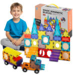 RicoKids Mágneses játékkészlet, Ricokids RK-782, 71 db, többszínű, vonatos témájú, mágneses elemek, számos építési lehetőség, 3 éves kortól (TE778200)