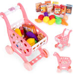 ECOTOYS Játék bevásárlókocsi, ECOTOYS 978-2, rózsaszín, 18 db kiegészítővel, 3 éves kortól, biztonságos kialakítás, valósághű megjelenés (TF3736)