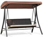 Strend Pro HURGHADA 3 személyes rattan hintaágy - barna - 201x122x182 cm (TC802164)
