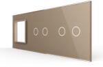 LIVOLO Panou Priza Simpla + 2 Intrerupatoare Duble cu Touch LIVOLO din Sticla (VL-P7E/02/02-6A)