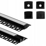 Ecolight GN02 profil falra szerelhető fekete +tejüveg 2m (EC20657)