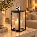 Altom Design Fekete műanyag lámpás ezüst füllel - 35x16x16 cm (IMO-ALT-1704001266-324081)