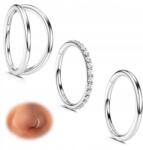  3x Fülbevaló Clicker Kerék Dupla Ezüst Sebészeti Acél Helix Nostril 8 (3x KOLCZYK CLICKER KÓŁKO)