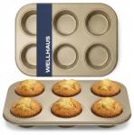 Wellhaus Muffin Sütőforma 6 Muffinhoz Nonstick Acél Tepsi Wellhaus (FORMA DO PIECZENIA MUFFINEK 6 GOLD)