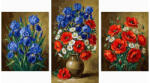 iPicasso Set 3 picturi pe numere, cu sasiu, Irisi, maci si margarete, 70x120 cm (PC3M4070006)