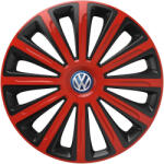 AutoHelix MSA Set 4 capace roti 16 inchi (R16) compatibile VOLKSWAGEN, Model Trend Rosu-Negru (TrdRos75)