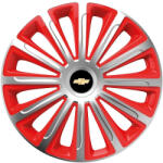 AutoHelix MSA Set 4 capace roti 15 inchi (R15) compatibile CHEVROLET, Model Trend Argintiu-Rosu (TRDAR11)