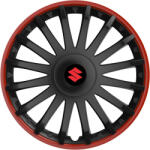 AutoHelix MSA Set 4 capace roti 15 inchi (R15) compatibile SUZUKI, Model Kristal Negru-Rosu (KRNR68)