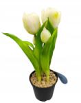 Home Accents Home Mű tulipánok cserépben, 25 cm, élethű fehér virágok (8720987013924)