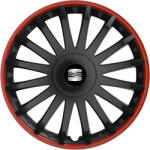 AutoHelix MSA Set 4 capace roti 16 inchi (R16) compatibile SEAT, Model Kristal Negru-Rosu (KRNR57)