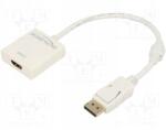 Delock 62608 Adapter; DisplayPort csatlakozó, Hdmi aljzat; 0, 2m; fehér; fehér (62608)