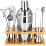  Set Cocktail Shaker Kit pentru barmani 550ml, KI22, suport bambus, 9 piese (KI-0022) Tacam