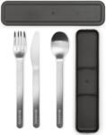 Brabantia Make & Take Cutlery Set komplett utazó evőeszköz készlet. 3db-os szett. r. m. acél. műanyag tok. BPA mentes. selyem matt/sötétszürke - 206641 (206641)