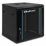 Qoltec 19″ fali RACK szekrény, 12 U, 600 × 600 × 635 mm, edzett üvegajtóval és zárral, fekete (54467)