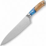 MAKAN Cuțit de bucătărie din oțel damasc ZI-42076 - Chef / Albastru / Maro KP42076