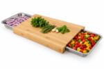 Ruhhy Tocator bambus cu 2 recipiente inox detasabile, fund de lemn pentru bucatarie, 40x30 cm (00025707) Tocator