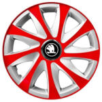 AutoHelix MSA Set 4 capace roti 15 inchi R15 Drift Rosu-Gri, Compatibil cu Skoda Nou (DRIFROGRNL5)
