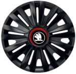 AutoHelix MSA Set 4 capace roti Negre Cu Inel Rosu Royal R15 Compatibil Cu Skoda Nou (NEGRINRORONL5)