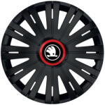 AutoHelix MSA Set 4 capace roti Negre Cu Inel Rosu Active R16 Compatibil Cu Skoda Nou (NEGRINROACNL8)
