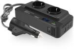 Techstar Invertor de Putere Sinusoidal Techstar®, 200W~400W, 12V la 220V - 2 Prize AC EU, 2 Porturi USB QC și 1 USB-C, cu Afisaj Digital și Tehnologie PD (SKU3252)