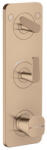 Hansgrohe Citterio C, Cubic Cut kialakítás, Termosztatikus csaptelep falsík alatti beépítéshez, 2 készülékhez, polírozott vörös arany 49701300 (49701300)