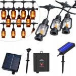 TEKAN Kerti Füzér Napelemes Retro Lámpa 10x Led Lampion Kültéri 6, 5m IP44 (GIRLANDA OGRODOWA RETRO LAMPIONY 10x LED 6,5m)