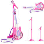 MULTISTORE Gyerek gitár szett, Multistore HC342075, elektromos gitár mikrofonnal és állvánnyal, gitár 57 x 22 cm, állvány 57-97 cm állítható, műanyag, MP3/iPhone csatlakoztatható, 2 ritmuskíséret, hangerőszabály