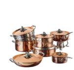 Ruffoni Set vase de gatit premium, Ruffoni, 14 piese, Opus Cupra, Ø 16/20/24/26/28/30 cm, 1.5/3.5/4/5/8 litri, cupru (OCS0014)